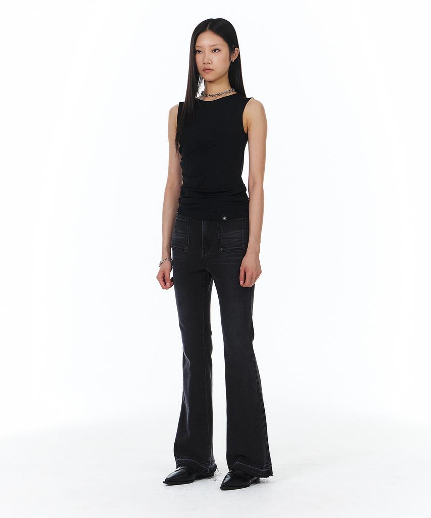 Yunse Front Pocket Bootcut Denim (Grey)
