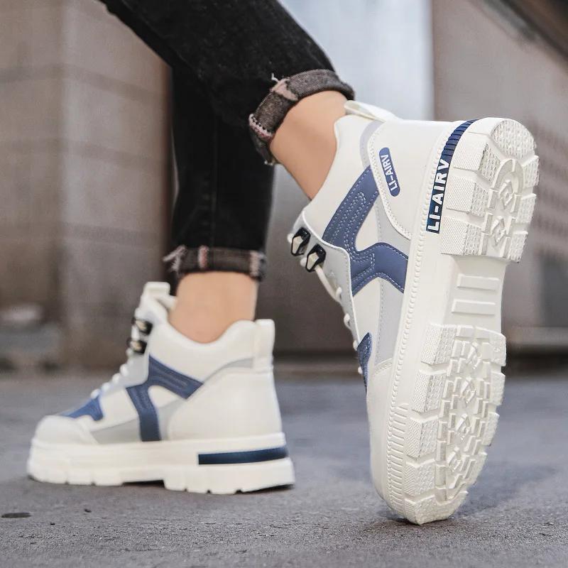 Men Boots Outdoor Platform Designer Men's Ankle Boots Fashion Motorcycle Boots Lace-Up Men's Non-slip Work Shoes Male