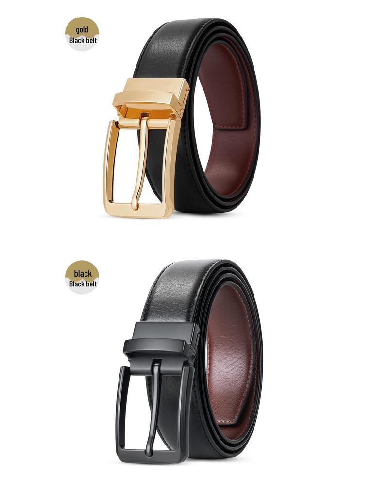 Men's Double-Sided Pin Buckle Cowhide Leather Belt - Versatile Business Casual Trousers Accessory