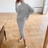 Autumn and Winter Women's Sweater Set Fashion High Neck Loose Fit Women's Set Skirt