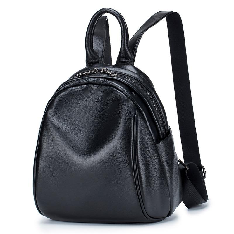 New backpack women s fashion trendy simple high sense versatile large capacity leather soft leather shell small backpack commute чёрный