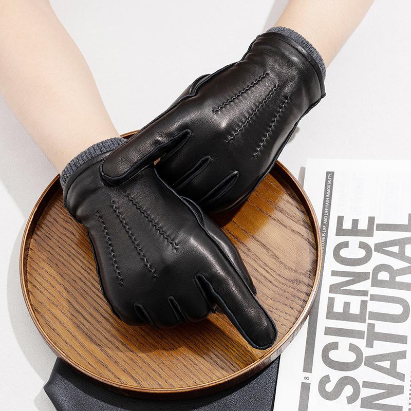 Sheepskin Genuine Leather Gloves Full Finger Warm Cycling Clothing and Fashion Accessories for Autumn and Winter