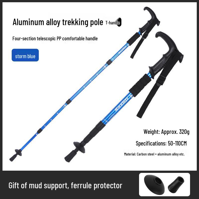Anti-Slip Aluminum Alloy Telescopic Trekking Stick for Hiking & Walking