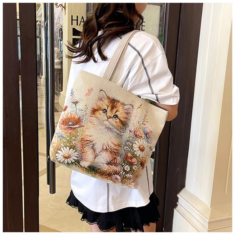 New Art and Art Student Canvas Bag Cartoon Harajuku Peripheral Large Capacity Portable Shopping Bag Cute Girl Shoulder Bag