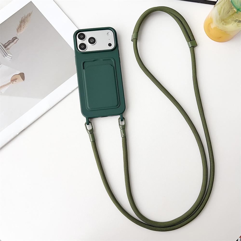 Crossboby Lanyard Rope Phone Case For iPhone 17 Air 16 15 14 Plus 13 12 11 Pro Max Silicone Card Package Fall Prevention Cover
