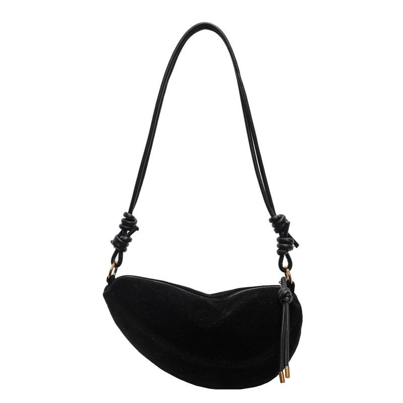 Niche Suede Bag, Women s New High-end Commuting Versatile Crossbody Bag, Single Shoulder Armpit Dumpling Bag чёрный
