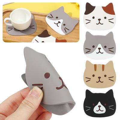 Kawaii Non-slip Mug Holder Cartoon Coaster Heat Resistent Drink Cup Coasters Silicone Cup Mat Cup Mat Pad Insulation Pads