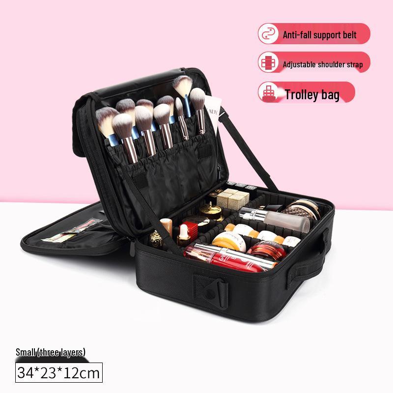 Professional Large Capacity Makeup & Nail Art Storage Box with Handheld Compartments