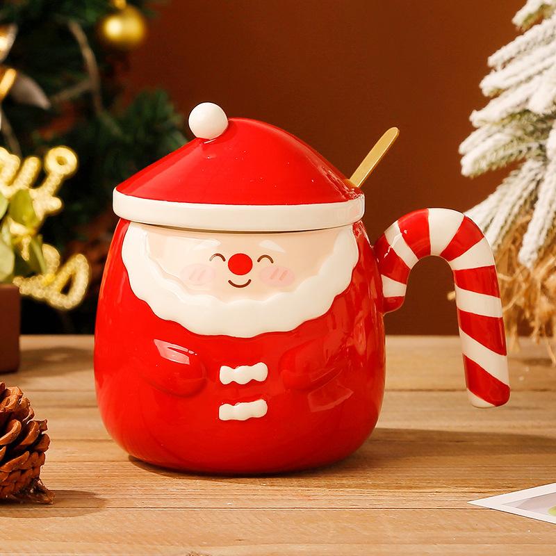 Santa Claus Creative Hand-painted Mug Relief Ceramic Cup Cute Creative Water Cup Souvenir Christmas Cup