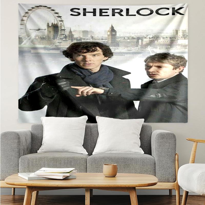 Sherlock Holmes Print Tapestry, Backdrop, Easy Setup, Ideal for Bedroom, Office & Living Room, with Aesthetic Wall Hanging Decor.