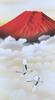 Sunny Town Gallery Hanging Scroll Red Fuji and Two Cranes by Shuzan Suzumura 150cm X 54.5cm