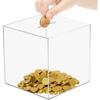 Clear Money Box - 12x12cm Unopenable Money Box Acrylic Money Saving Box, Money Piggy Bank See Through Money Jar for Adults Or Kids