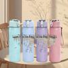 1PC Faint band crowd sketch print 750ml colorful plastic sports water bottle leakproof pop up lid with straw for outdoor work home use
