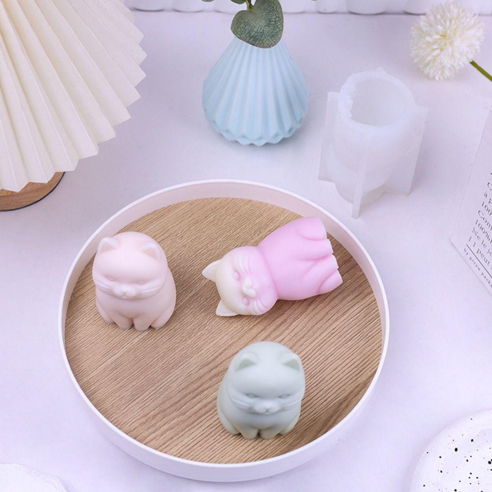 Cute Cat Silicone Mold Sitting Cat Soap Mould Desktop Ornaments Candle Mold  Home Decor