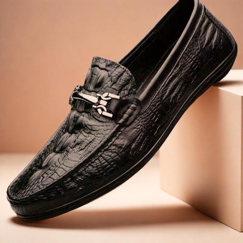 

Men s new leather shoes Men s high-end crocodile pattern Doudou shoes Business casual shoes Fashion trendy with one-pedal driving shoes 44