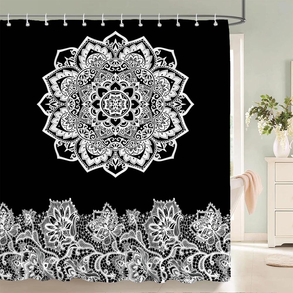 Waterproof Shower Curtain for Bathroom Bohemian Pattern Printing Bathtub Curtains Fabric Polyester Bath Curtain with Hooks