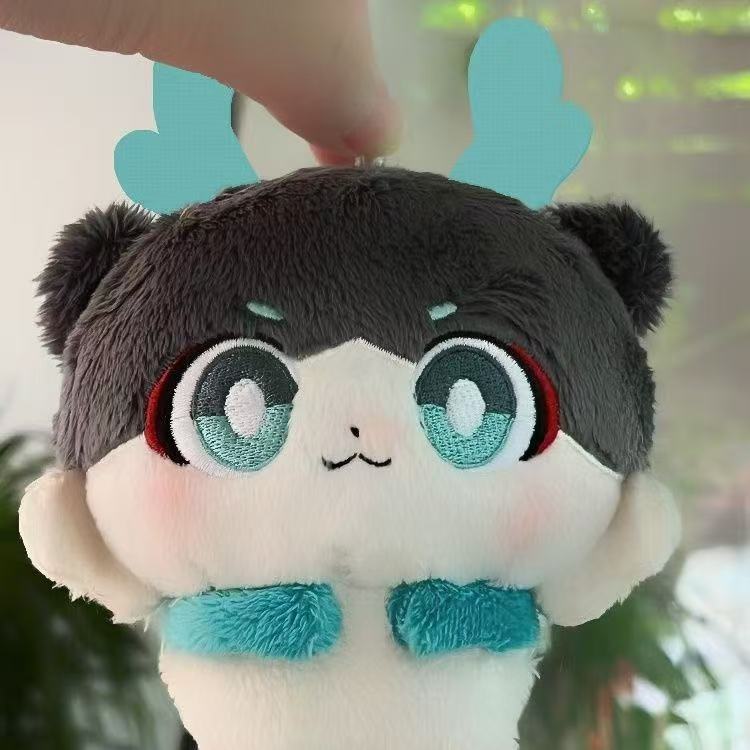 Honkai Star Rail Silver Wolf Peluche Grigio Giocattolo Accogliente Bambola Carina Variante a Due Espressioni Viso Piangente Felice Dettaglio Cornetto Minuscolo Ultra
