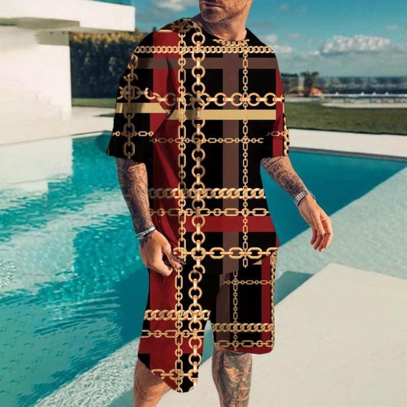 

Новые шорты с коротким рукавом с принтом, комплект из 2 предметов, повседневная мужская футболка, летняя футболка с шортами, повседневный спортивный дышащий костюм 6XL