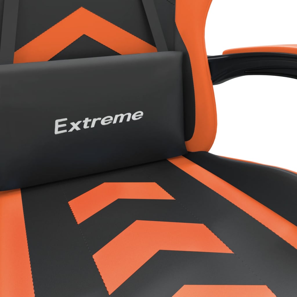 Gaming Chair with Footrest Swivel Black & Orange Artificial Leather