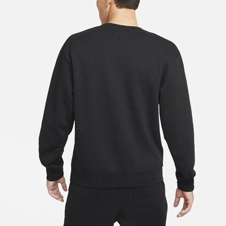 Jordan Logo Embroidered Print Pattern Fleece-Lined Crew Neck Sweatshirt Men Tops Black DN7957-010