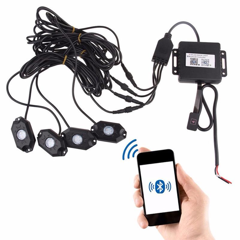 GZDL LED Rock Lights with Bluetooth Neon Light Wireless Remote Controller for Offroad SUV ATV