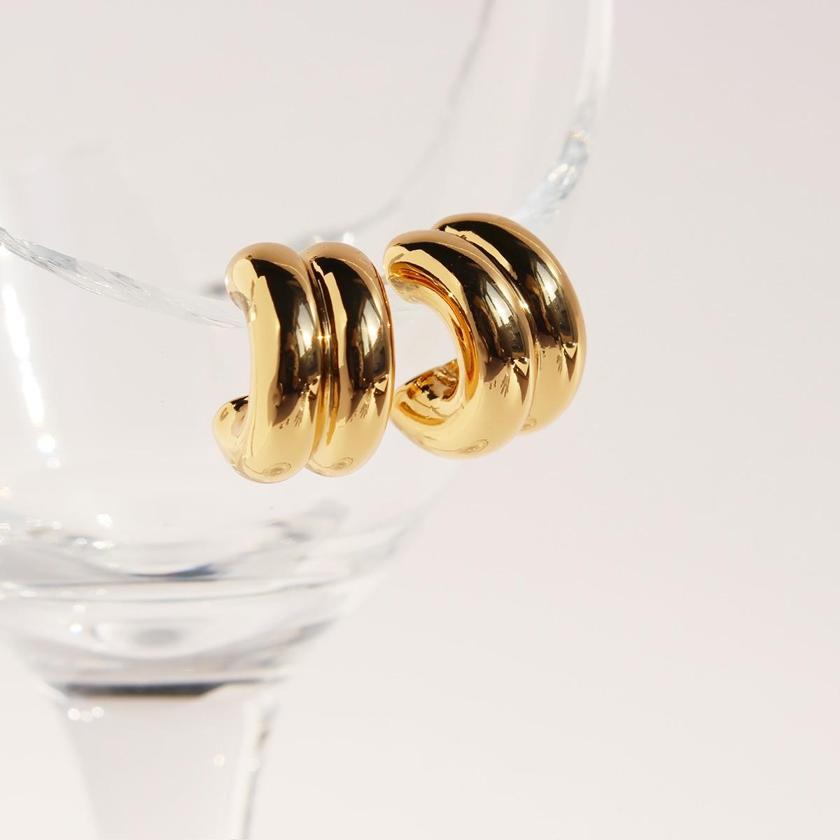 

Серьги Cold Wind двухслойные полукруглые C-образной формы, минималистичные серьги Wind из зеркального металла, серебряная игла 925 пробы 846 золотой