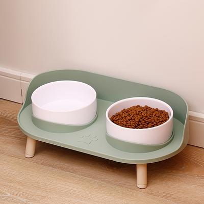 Non-Slip Pet Feeding Bowl with Neck Protection - Double Bowl for Cats and Dogs - Perfect for Water and Food, Mix Colors