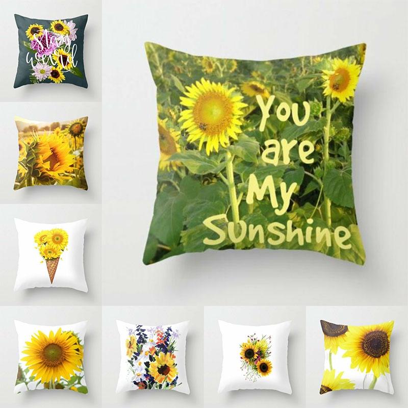 Premium Quality 18'' Summer Sunflower Pillow Case For Sofa And Car Cushion Decor