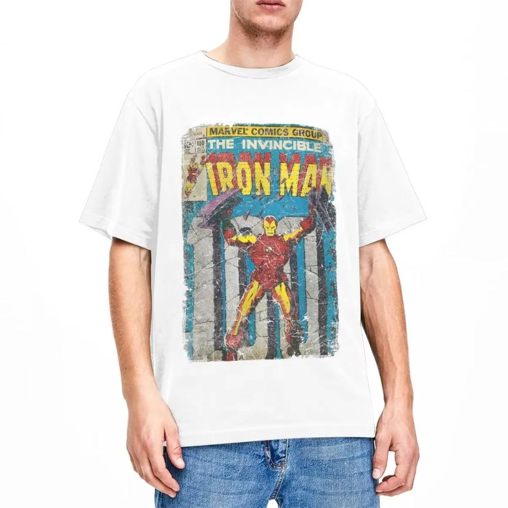 Iron Man Classic Retro Comic T Shirt Harajuku T Shirts Short Sleeves Aesthetic Tshirt Summer 100 Cotton Breathable Tees