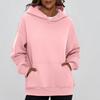 Ladies' Fashionable Solid Color Casual Hooded Pocket Long Sleeved Top