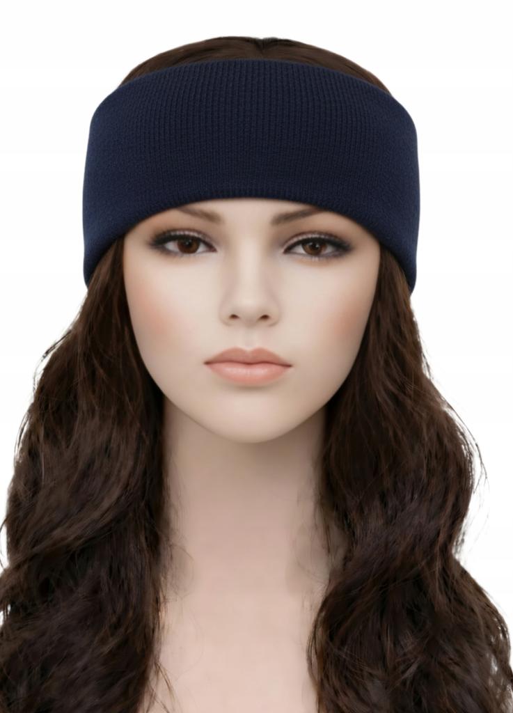 Classic Warm Acrylic Headband for Women' Youth Smooth Ears Navy Blue