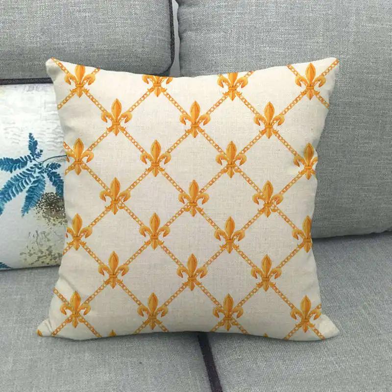 European Floral Gold Black Blue Linen Cushion Covers Modern Nordic Geometric Decorative Pillows Cover Couch Pillows Boho Decor