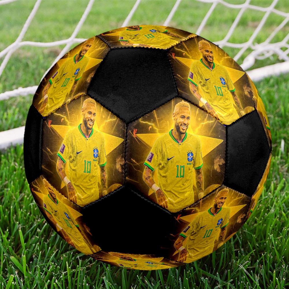 1PC Neymar Football Legend Size 5 Soccer Ball PrahaIndoor Soccer Ball Colorful All Ages Machine Stitched PVC Competition Ready Durable High-Bounce