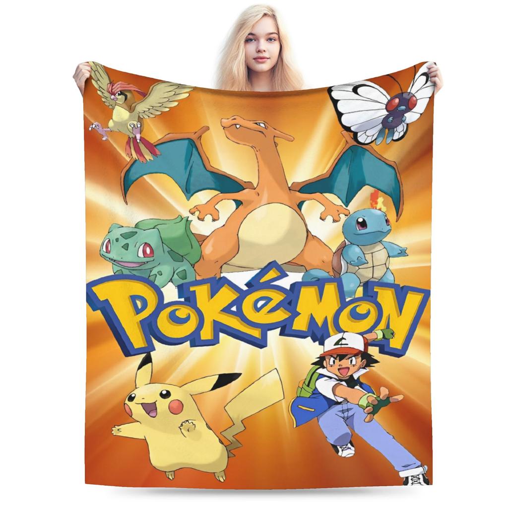 Japanischer Anime Pikachu Einfache Super Warme Decke Pokemon Plüsch Überwurfdecke Neuheit Sofa Stuhl Flanell Bettdecke Bettbezug