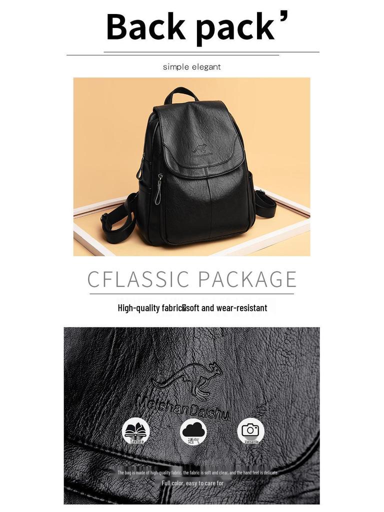 Summer 2023 Retro Women's Soft Leather Bag - Minimalist, Casual, Large Capacity for Middle-Aged Moms