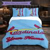 St. Louis Cardinals Customized Name Text Bedding Set, 1 Duvet Cover & 2 Pillowcases Personalized Bedroom Gift