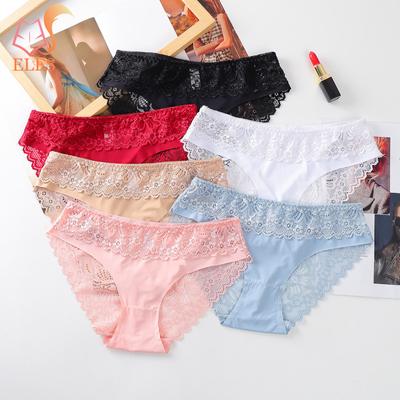 Slip senza cuciture con cuciture in pizzo da donna Mutandine sexy in cotone a vita bassa Lingerie multicolore