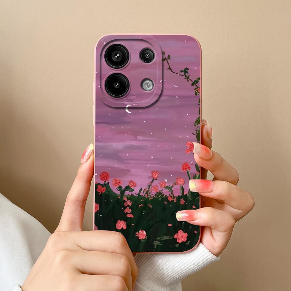 For Xiaomi Poco M6 Pro 4G 5G Casing Fashion Black Coconut Tree Liquid Silicone Soft TPU Cover For XiaomiPocoM6 M6Pro 4G 5G Funda