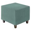 Square Jacquard Ottoman Slipcover with Elastic Stretch Footrest Stool Cover for Living Room Furniture Protector Small Bottom, (Green, Size)