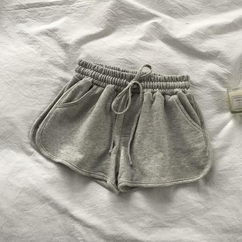 Graue Sportshorts für Damen, Sommer, lockere Oberbekleidung, Laufen, schwarz, Zuhause, lässig, Hose mit weitem Bein, Hotpants