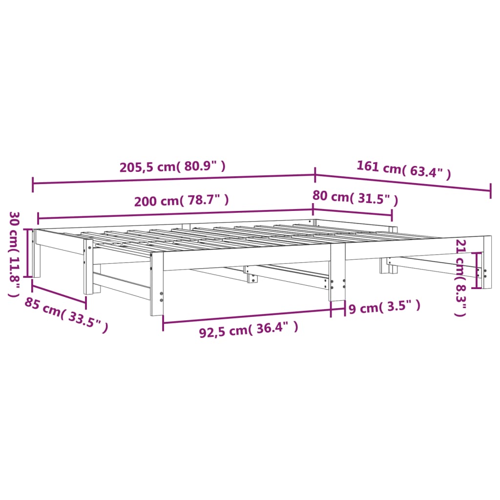 Extendable Daybed White 2x(80x200) cm Solid Pine Wood