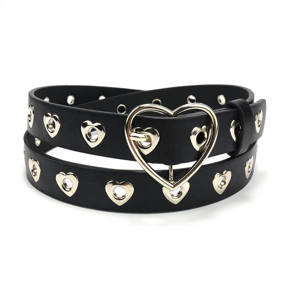 Belt Female Punk Heart-Shaped Air Eye Hollow Decorative Hundred Towers Ladies Belt Belt