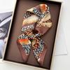 Leopard Printed Square Scarf For Women Retro Imitation Silk Scarves Bandanas Luxury Hijab Neckerchief Elegant Travel Shawl Wraps