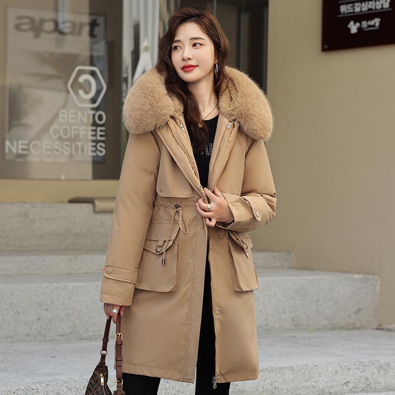 

New Down Cotton-padded Jacket Women s Long Korean Version of Loose Cotton-padded Coat Winter Thickening To Overcome The Coat. M