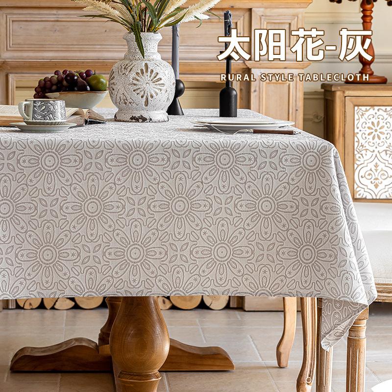 New Home Decoration of Faux Linen Tablecloth TV Cabinet Cover Cloth French Living Room Tablecloth Luxury Retro Tablecloth Simple