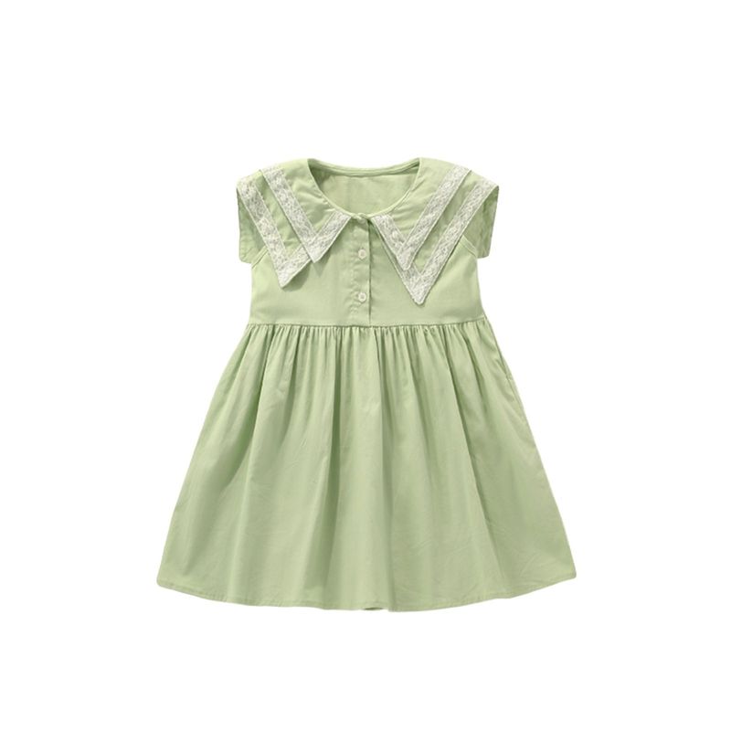 2024 New Summer Cotton Export Children's Dress Girls' Tank Dress Kids' Dress Green School Style Dress Trendy