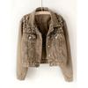 Women's Plus Size Stretchy Denim Jacket with European and American Pearl Decoration