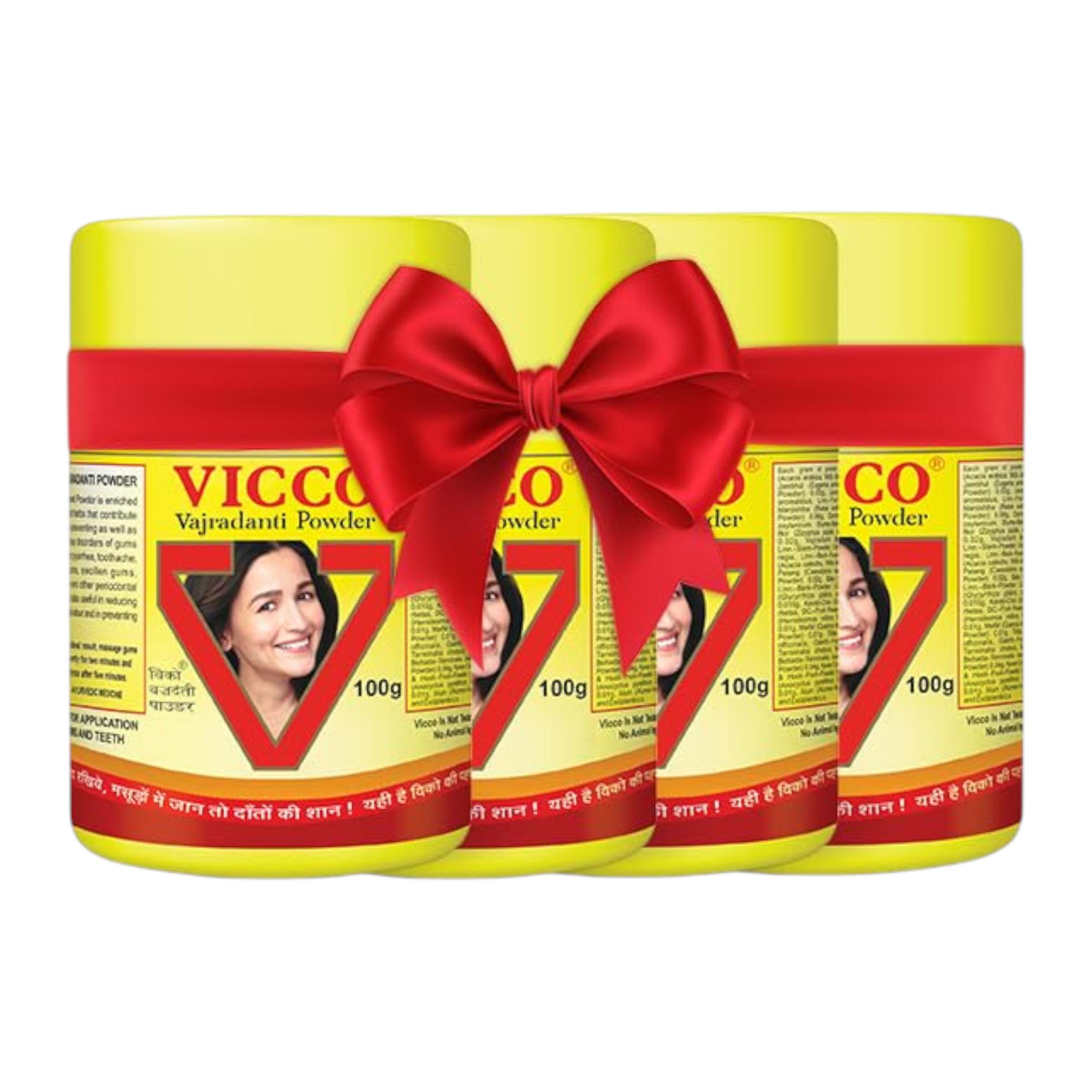 

Vicco Vajradanti Ayurvedic Tooth Powder 100g Pack of 4 | Herbal Oral Care for Strong Teeth & Healthy Gums