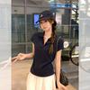 Simple casual Polo collar short-sleeved T-shirt women's summer shoulder thin temperament beautiful high-end small top