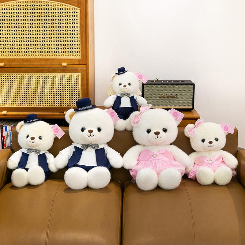 Romantic Wedding Couple Teddy Bear Plush Doll Commemorative Gift